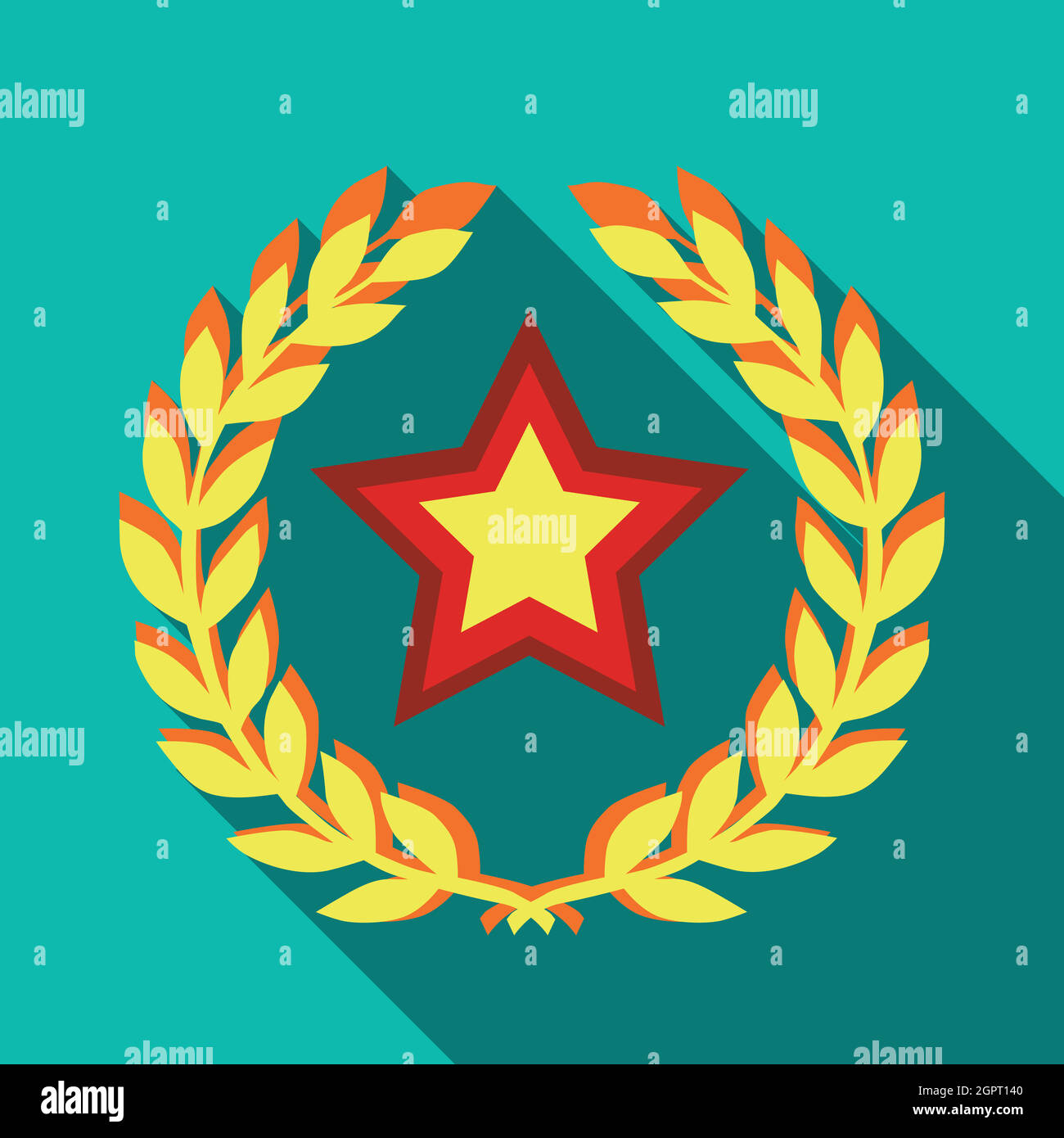 Star and ears of wheat icon in flat style Stock Vector