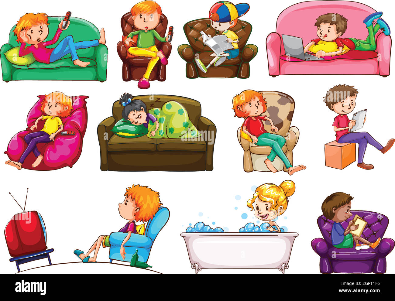 Lazy man sofa chair Stock Vector Images - Alamy
