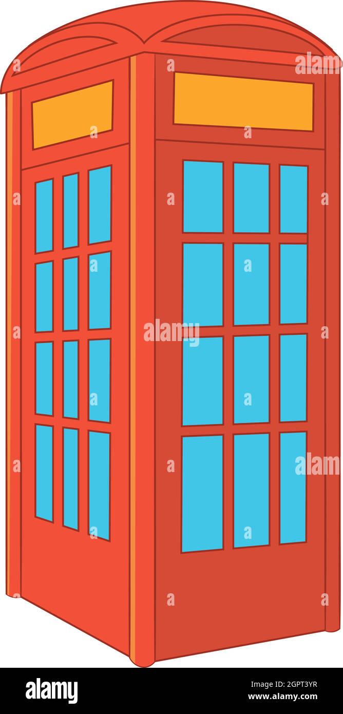 Red telephone box icon, cartoon style Stock Vector