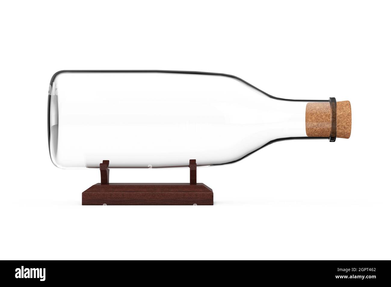 Empty Glass Bottle without Ship for Your Design on a white background. 3d Rendering Stock Photo