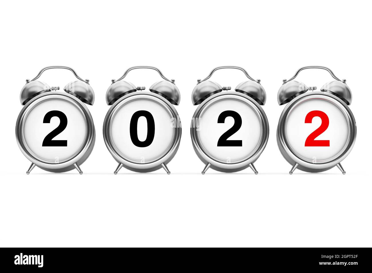 Black And White Christmas New Year Signs 2022 New Year And Merry Christmas Concept. Alarm Clock With 2022 New Year Sign  On A White Background. 3D Rendering Stock Photo - Alamy