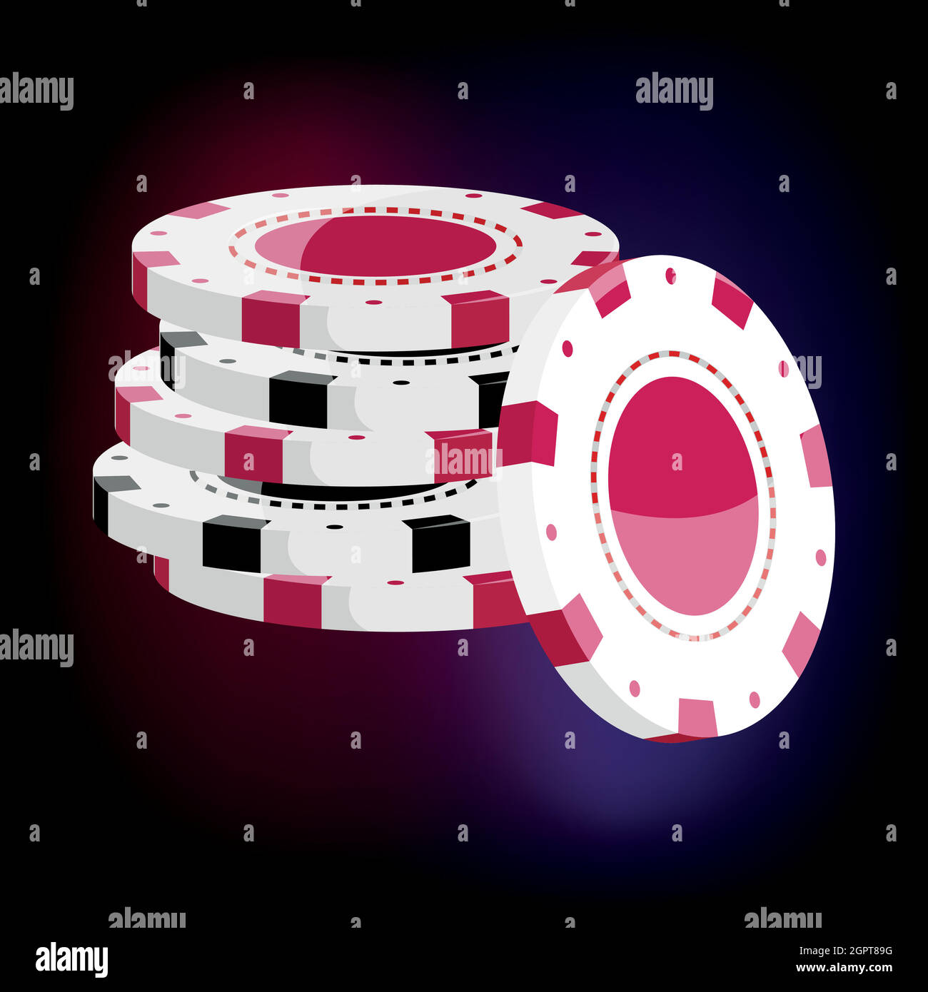 Red and black casino tokens icon, cartoon style Stock Vector
