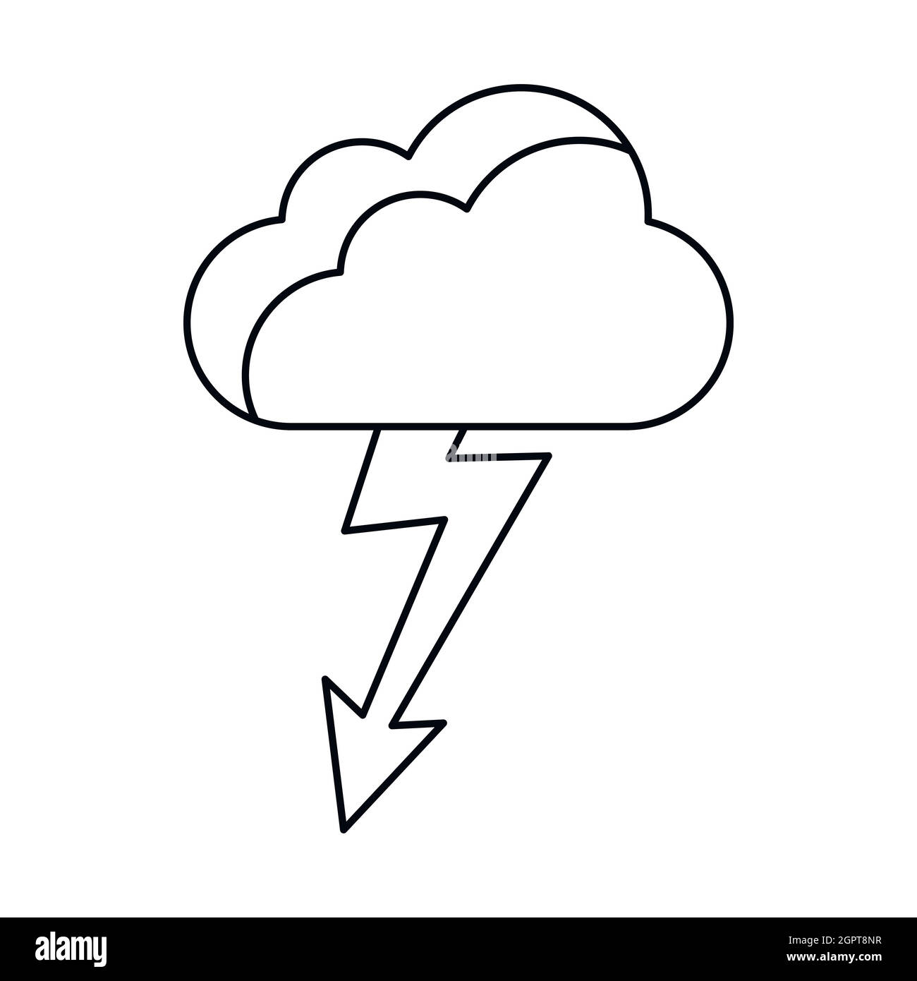 Cloud with lightning icon, outline style Stock Vector