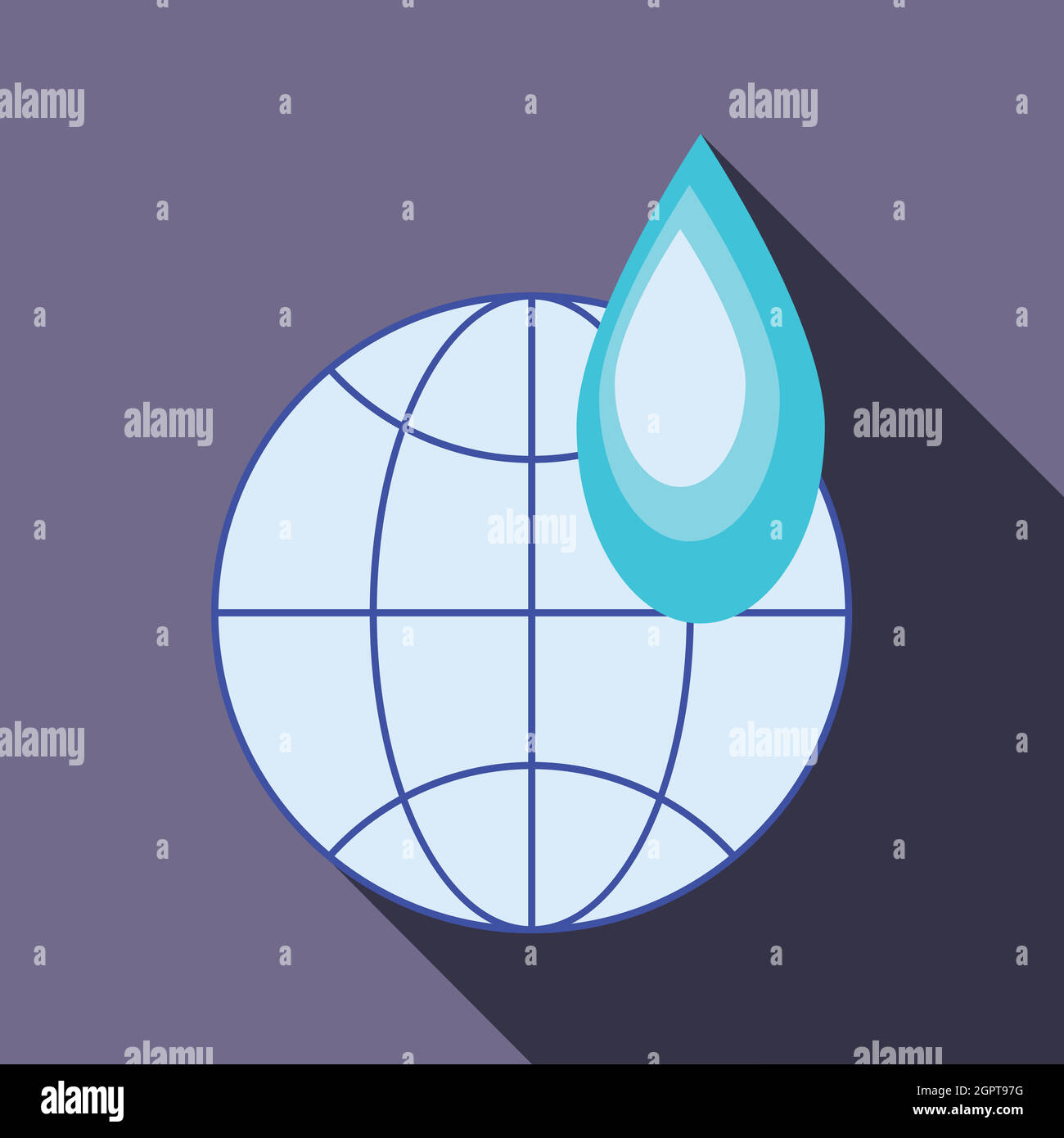 Globe and water drop icon, flat style Stock Vector
