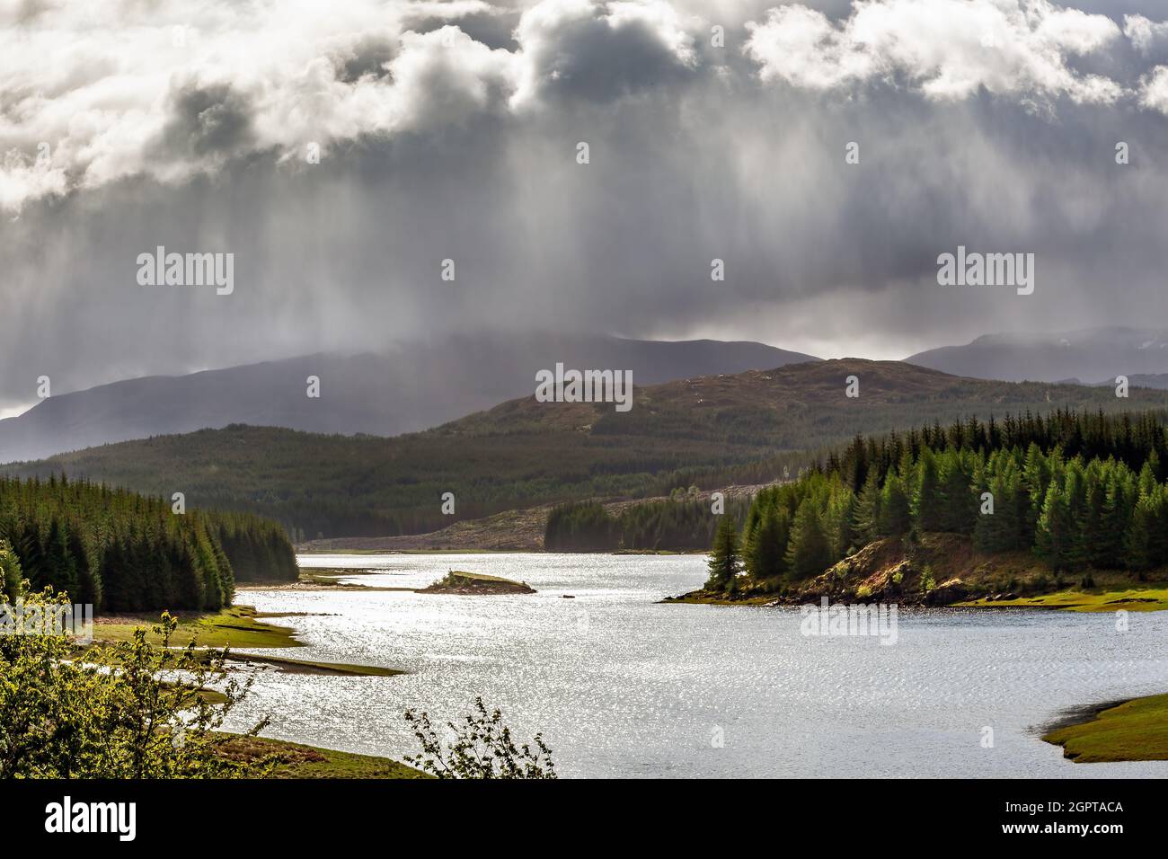 Storm approaching Loch Laggan in Scotland Stock Photo
