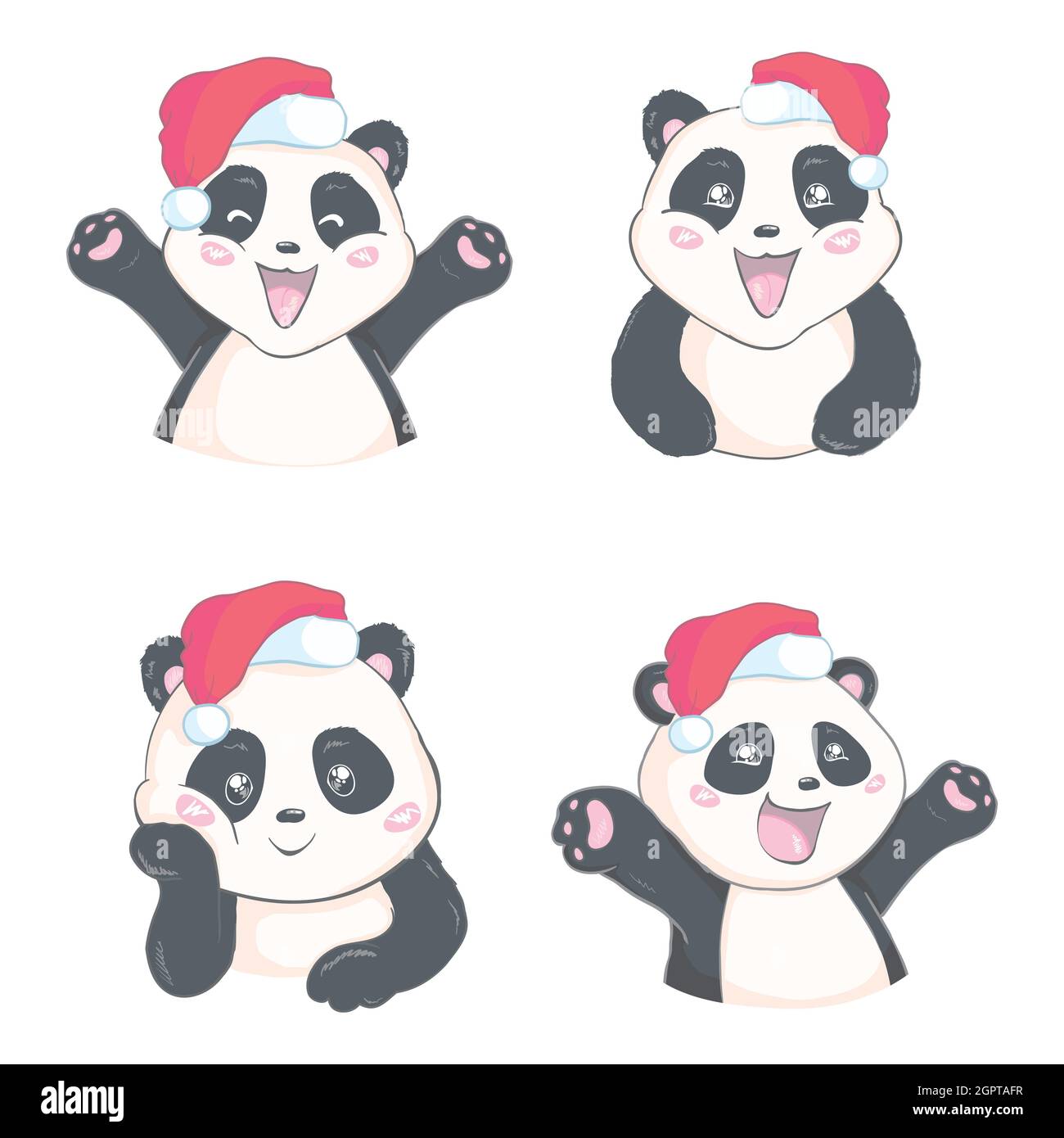 Cartoon panda. Cute panda bear, happy baby animals, lazy funny chinese