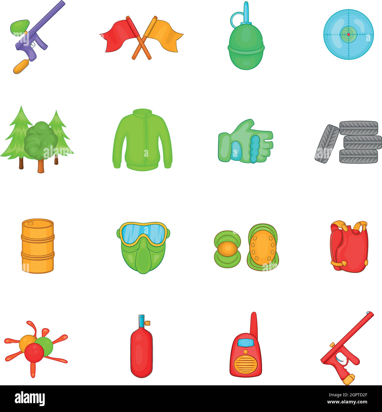 Paintball icons set, cartoon style Stock Vector Image & Art - Alamy