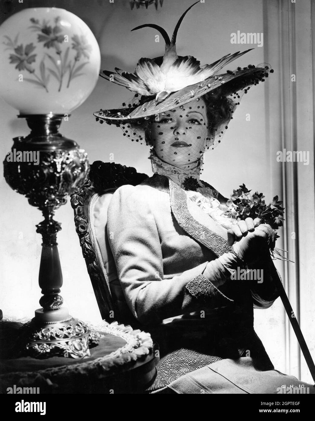 BETTE DAVIS Portrait as Regina Giddens by GEORGE HURRELL in THE LITTLE FOXES 1941 director WILLIAM WYLER play / screenplay Lillian Hellman costume design Orry-Kelly The Samuel Goldwyn Company / RKO Radio Pictures Stock Photo