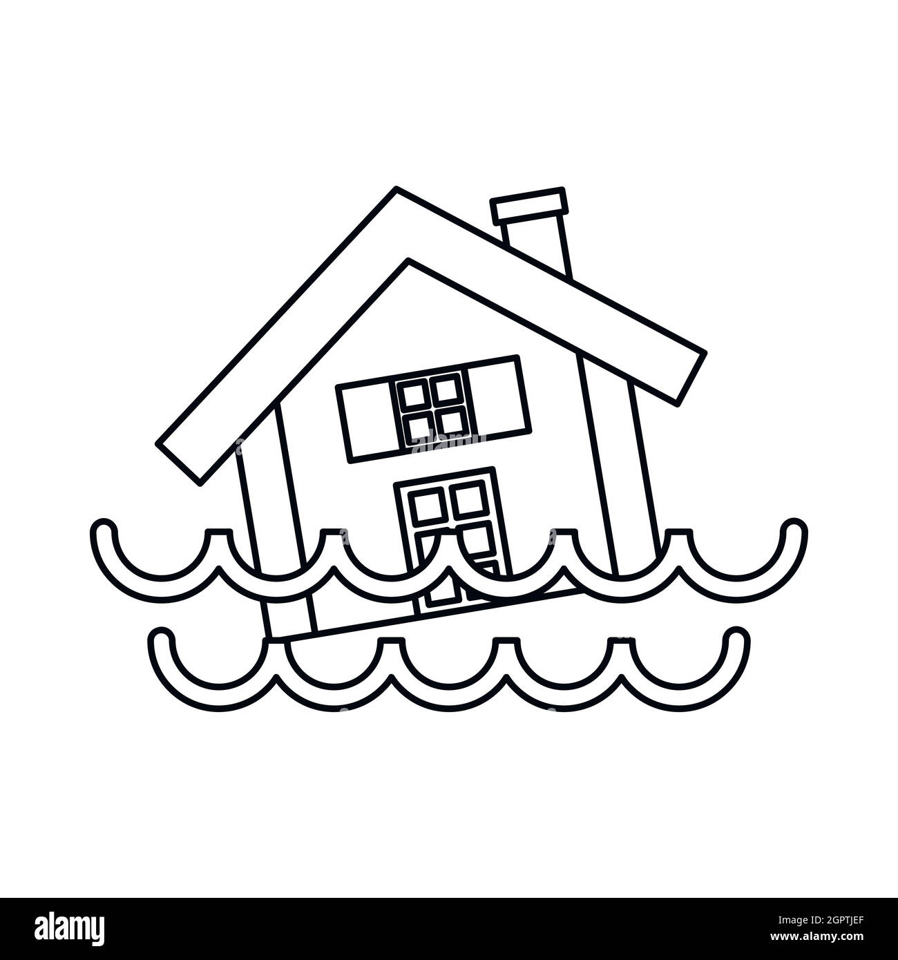 House sinking in a water icon, outline style Stock Vector