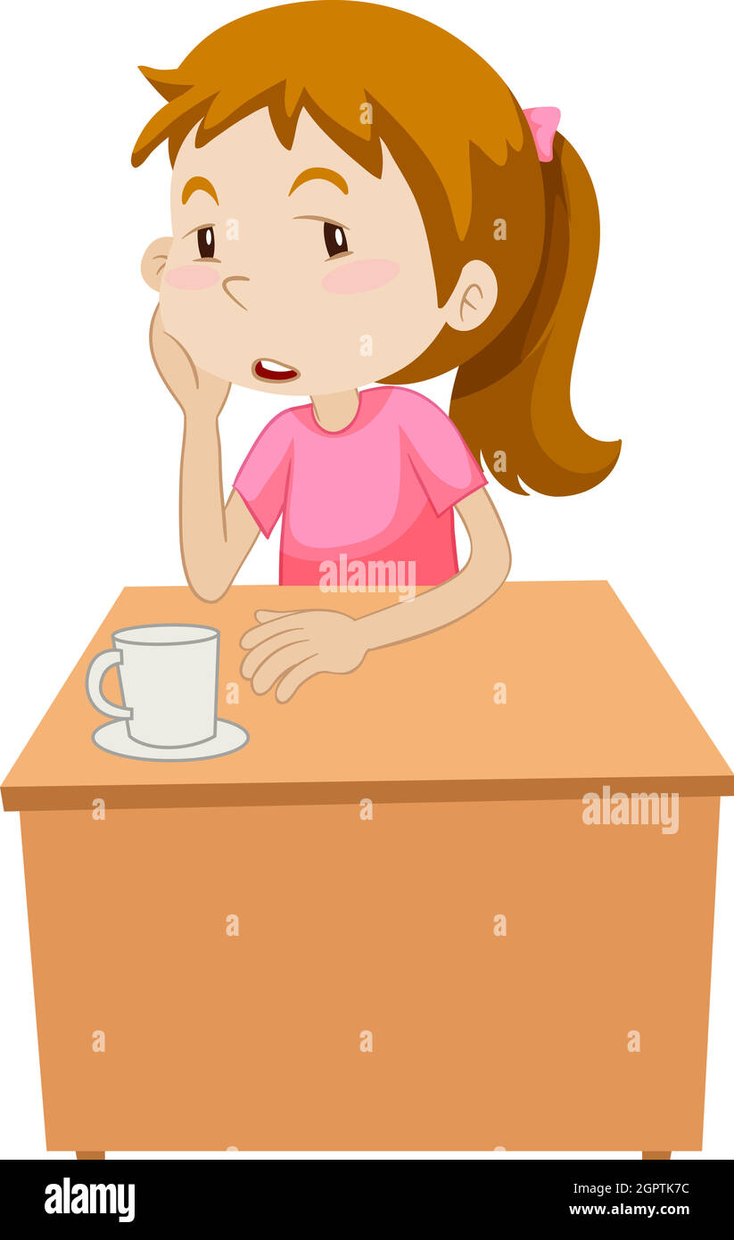 Girl being bored alone Stock Vector
