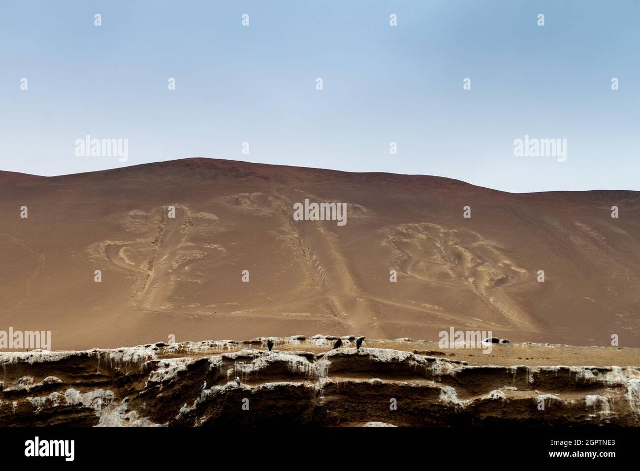 Giant Candelabra carving (Candelabra of the Andes) on Paracas peninsula