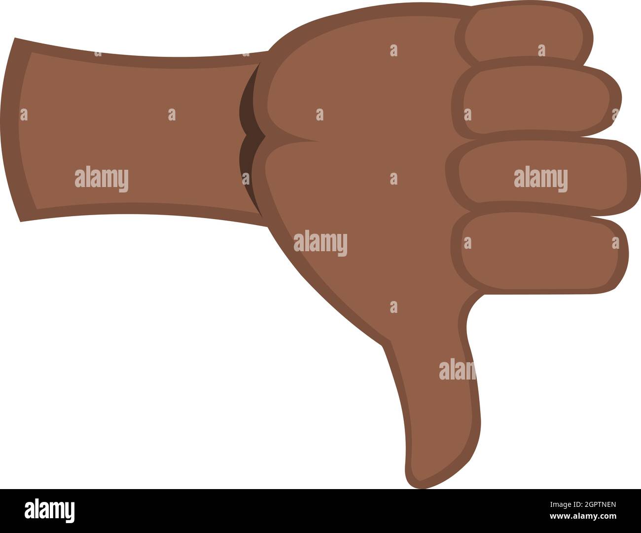 Vector illustration of a brown cartoon hand with thumb down, classic dislike gesture Stock Vector