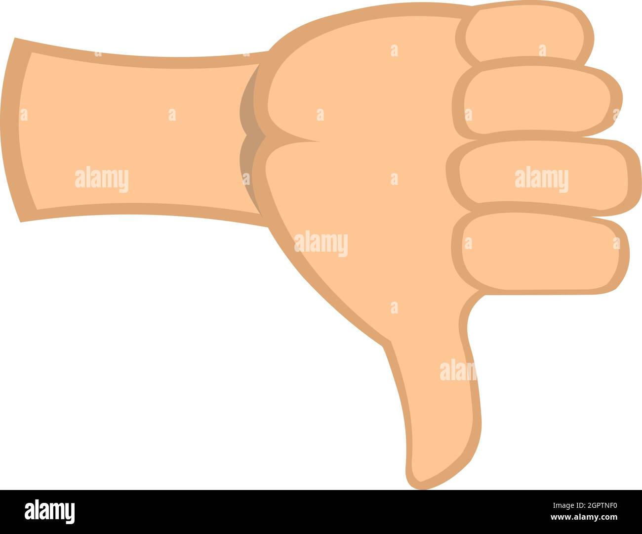 Vector emoticon illustration of a cartoon hand with thumb down Stock Vector