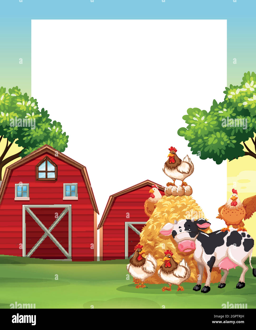 Border template with animals in the farm Stock Vector Image & Art Alamy