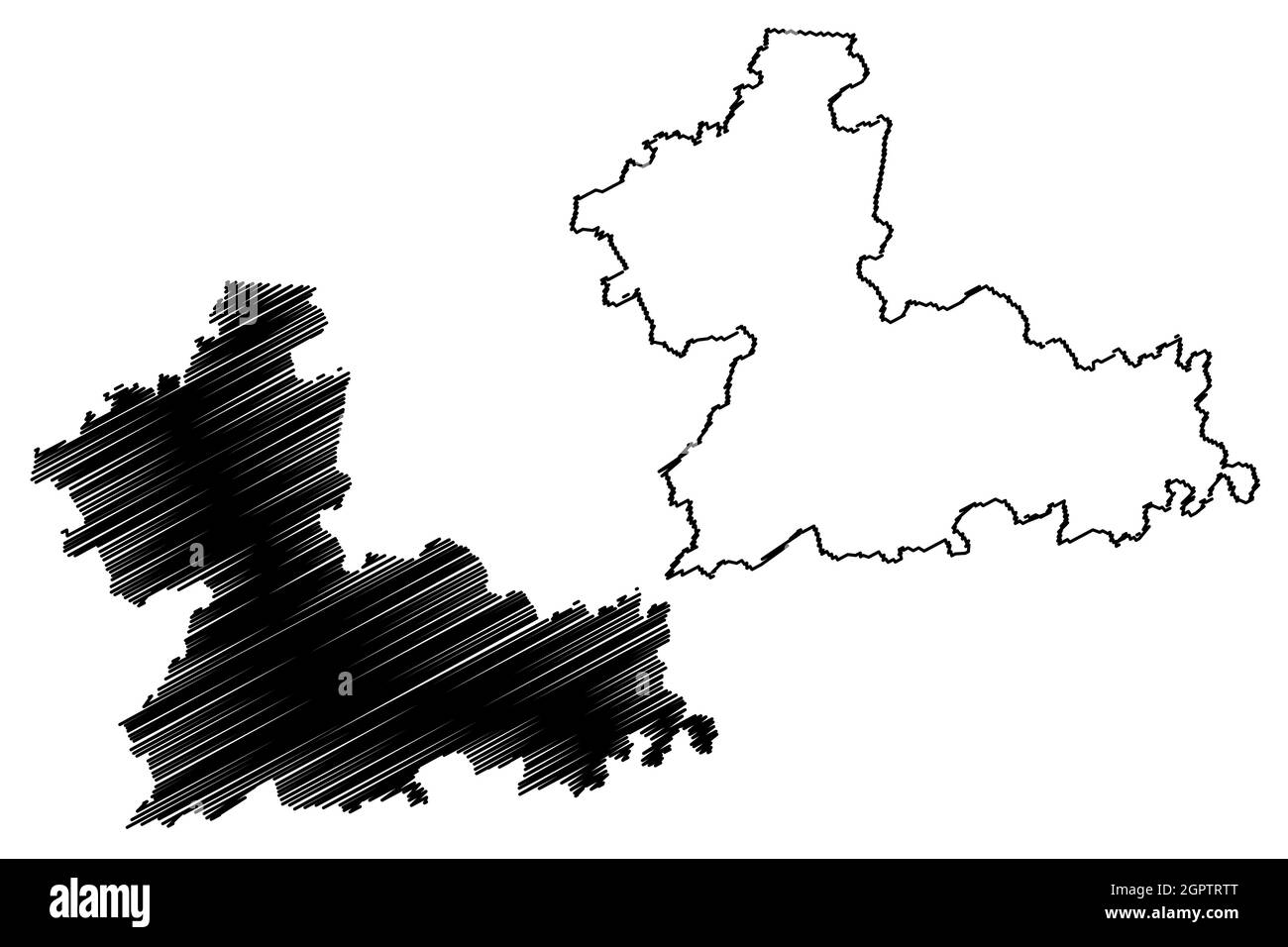 Hanumangarh district (Rajasthan State, Republic of India) map vector illustration, scribble sketch Hanumangarh map Stock Vector