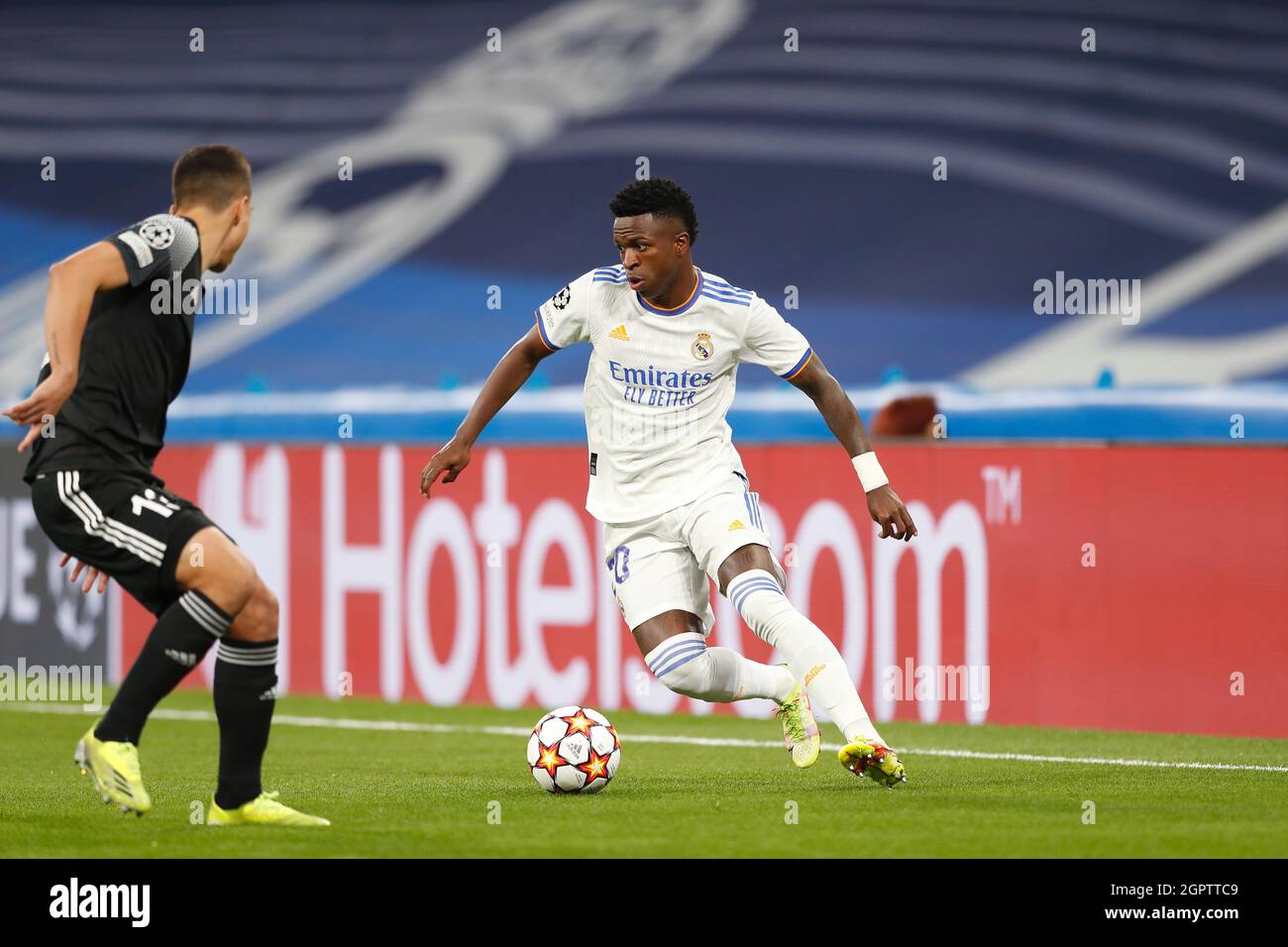 Madrid, Spain. 28th Sep, 2020. Vinicius Junior (Real) Football/Soccer :  UEFA Champions League Group stage Group D match between Real Madrid CF 1-2  FC Sheriff Tiraspol at the Estadio Santiago Bernabeu in