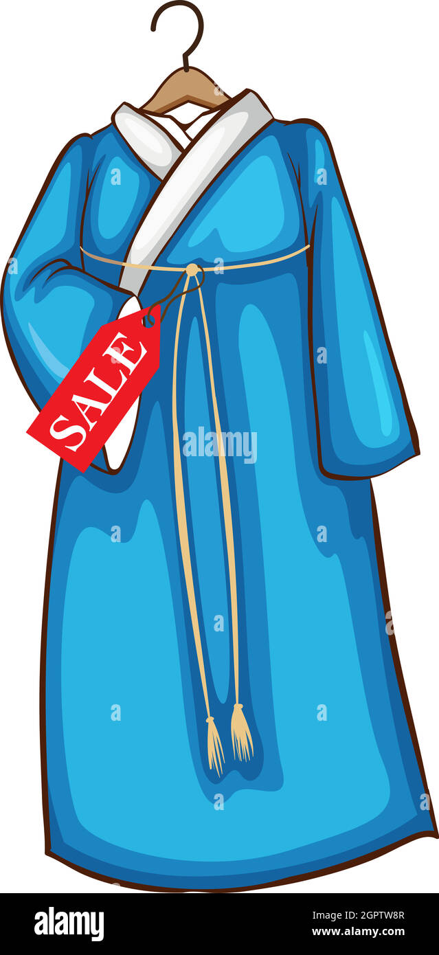 A simple sketch of a blue Asian dress Stock Vector