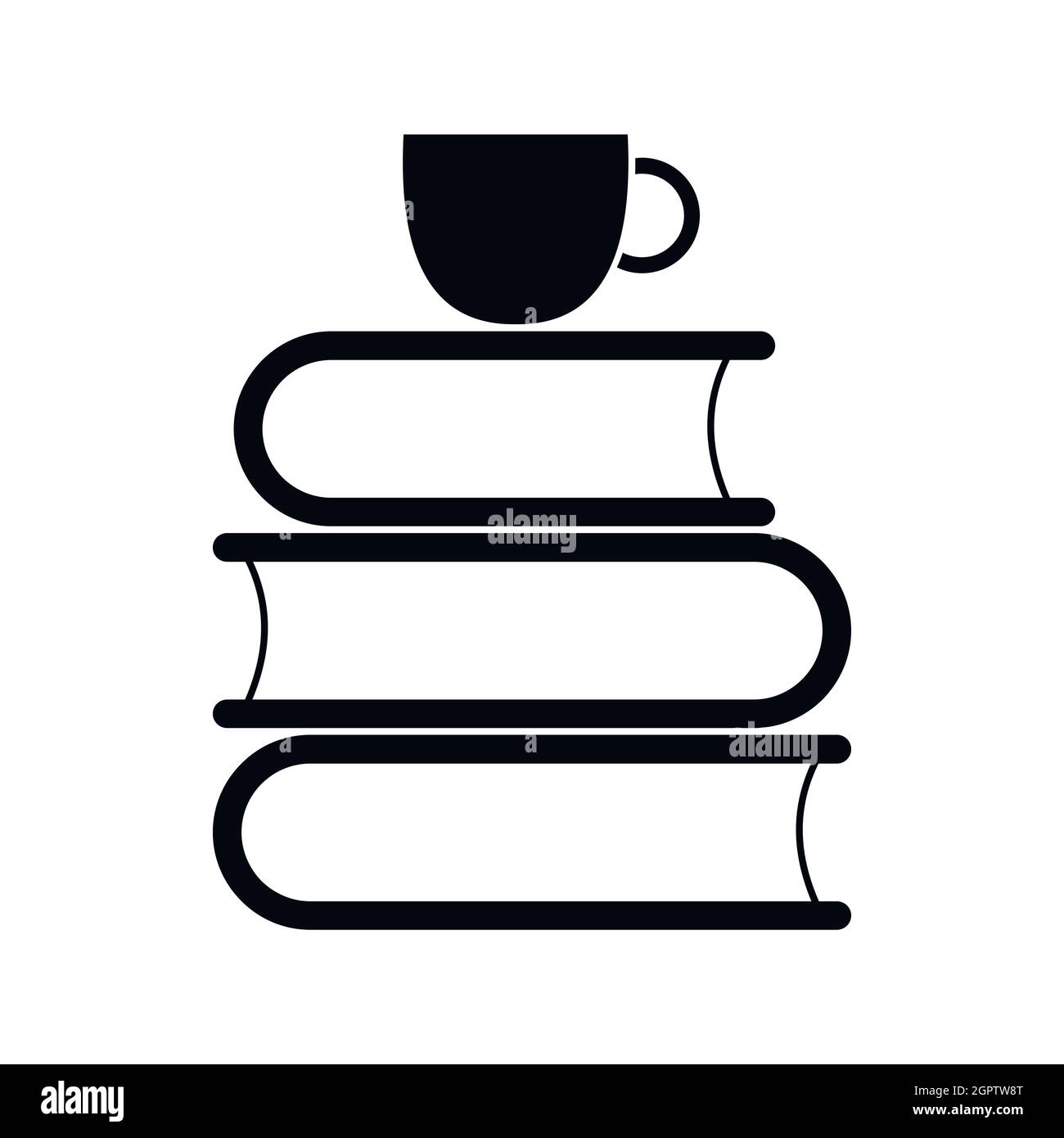 Stack of books and white cup icon Stock Vector
