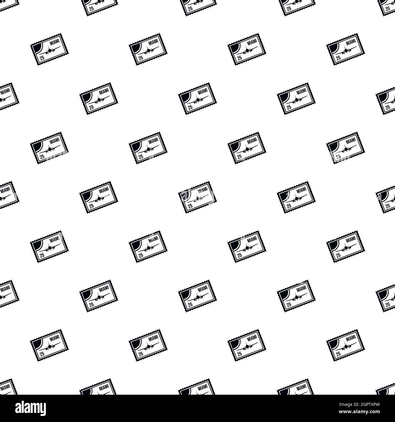 Air ticket to Miami pattern, simple style Stock Vector