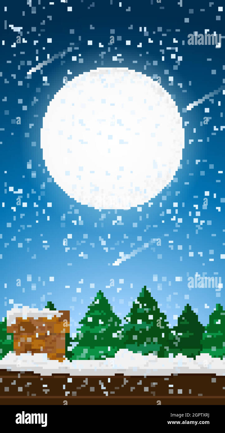 Background scene with fullmoon in the sky Stock Vector