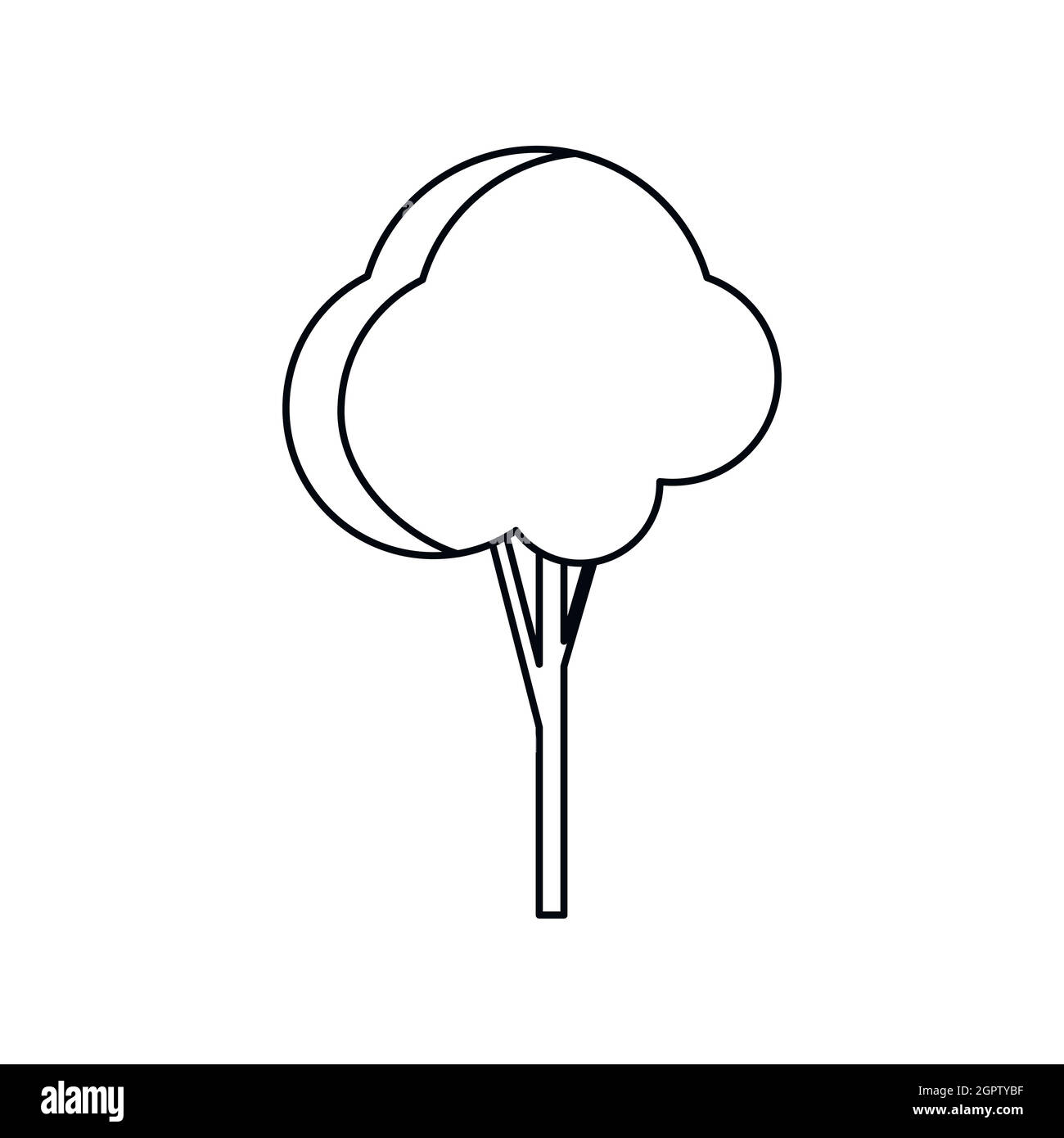 Fluffy tree icon, outline style Stock Vector