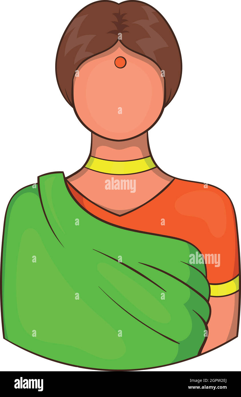 Indian woman in traditional Indian sari icon Stock Vector