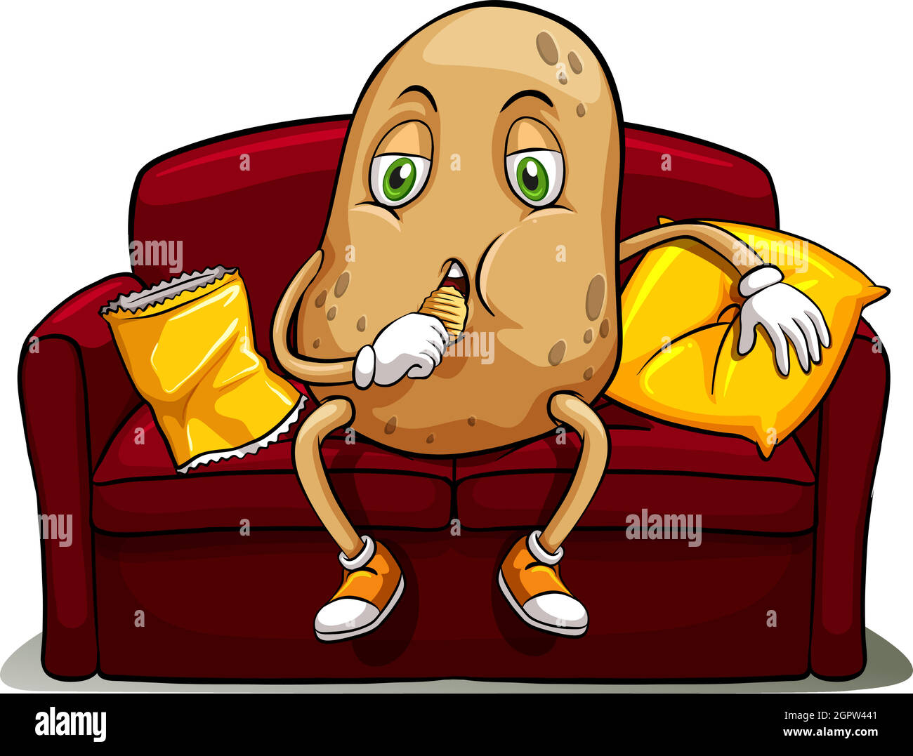 Couched potato on a red sofa Stock Vector