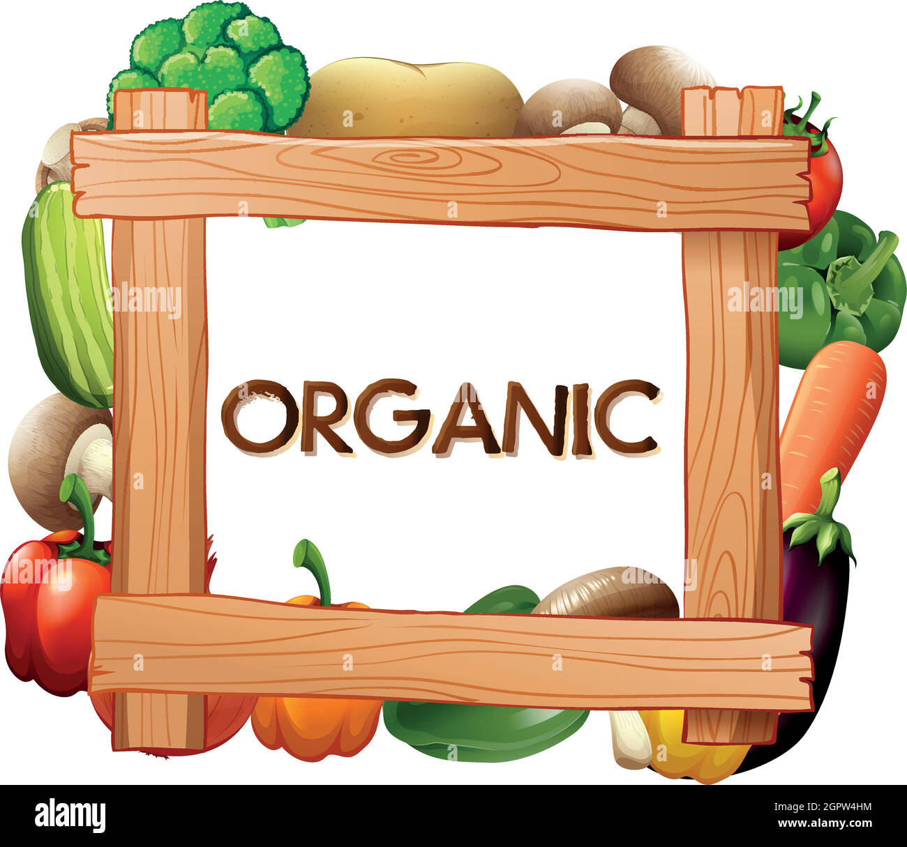 Frame template with fresh vegetables Stock Vector