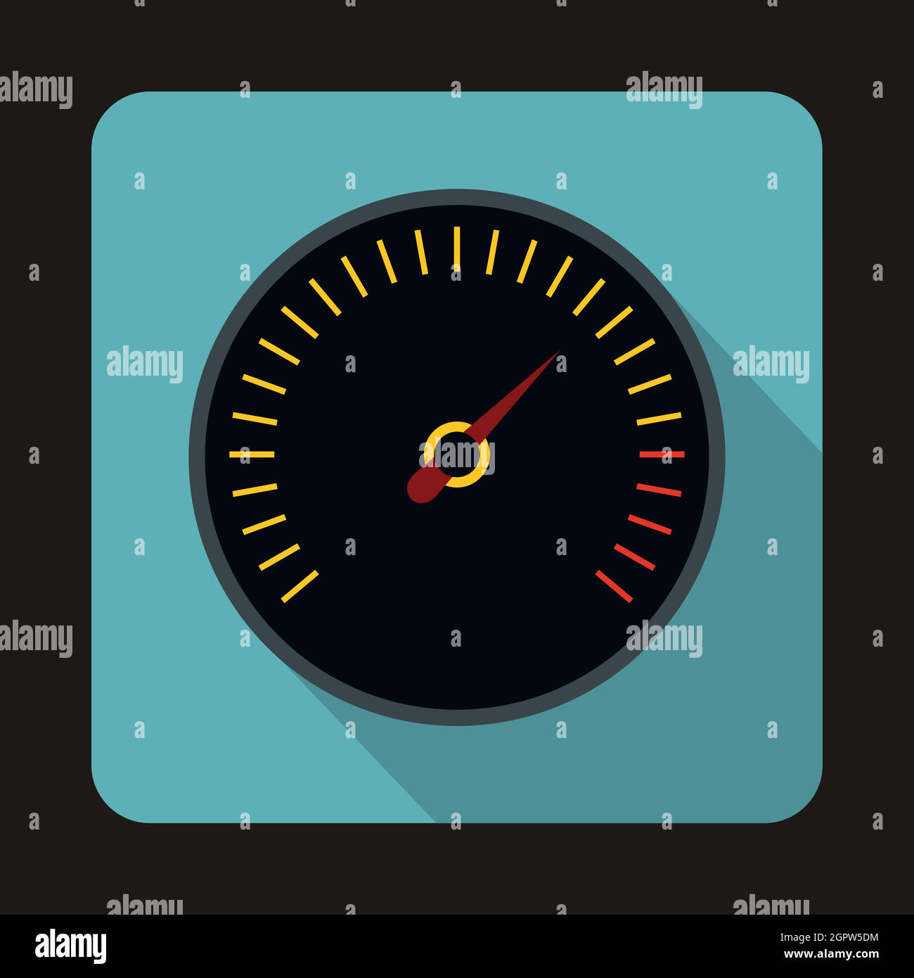 Speedometer with black background icon, flat style Stock Vector Image ...