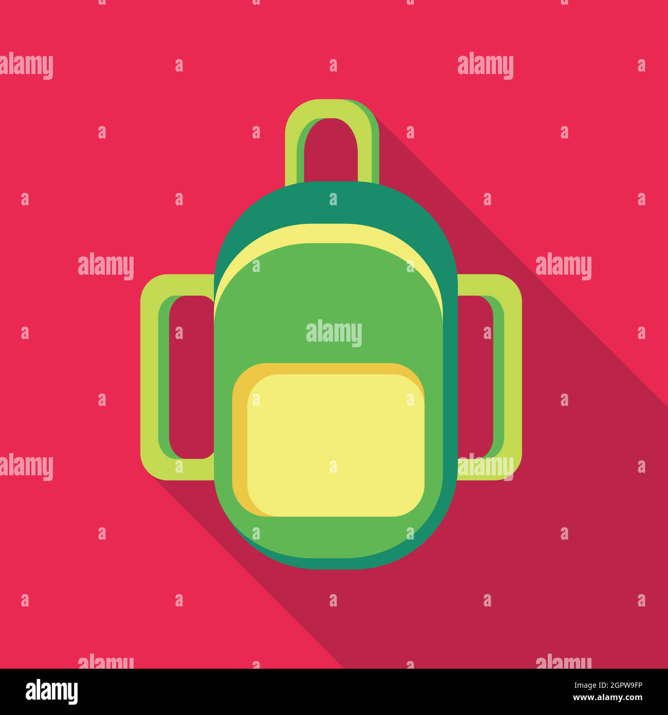 Green backpack icon in flat style Stock Vector