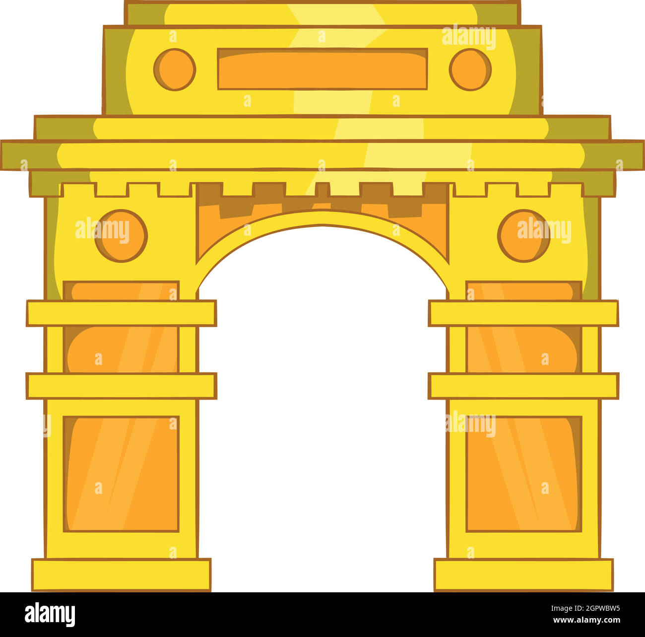 India Gate, New Delhi icon, cartoon style Stock Vector