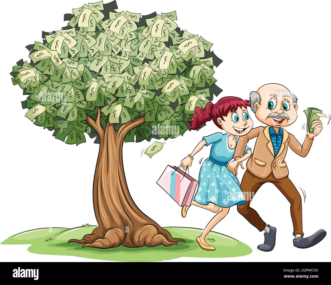 Love couple and money on tree Stock Vector