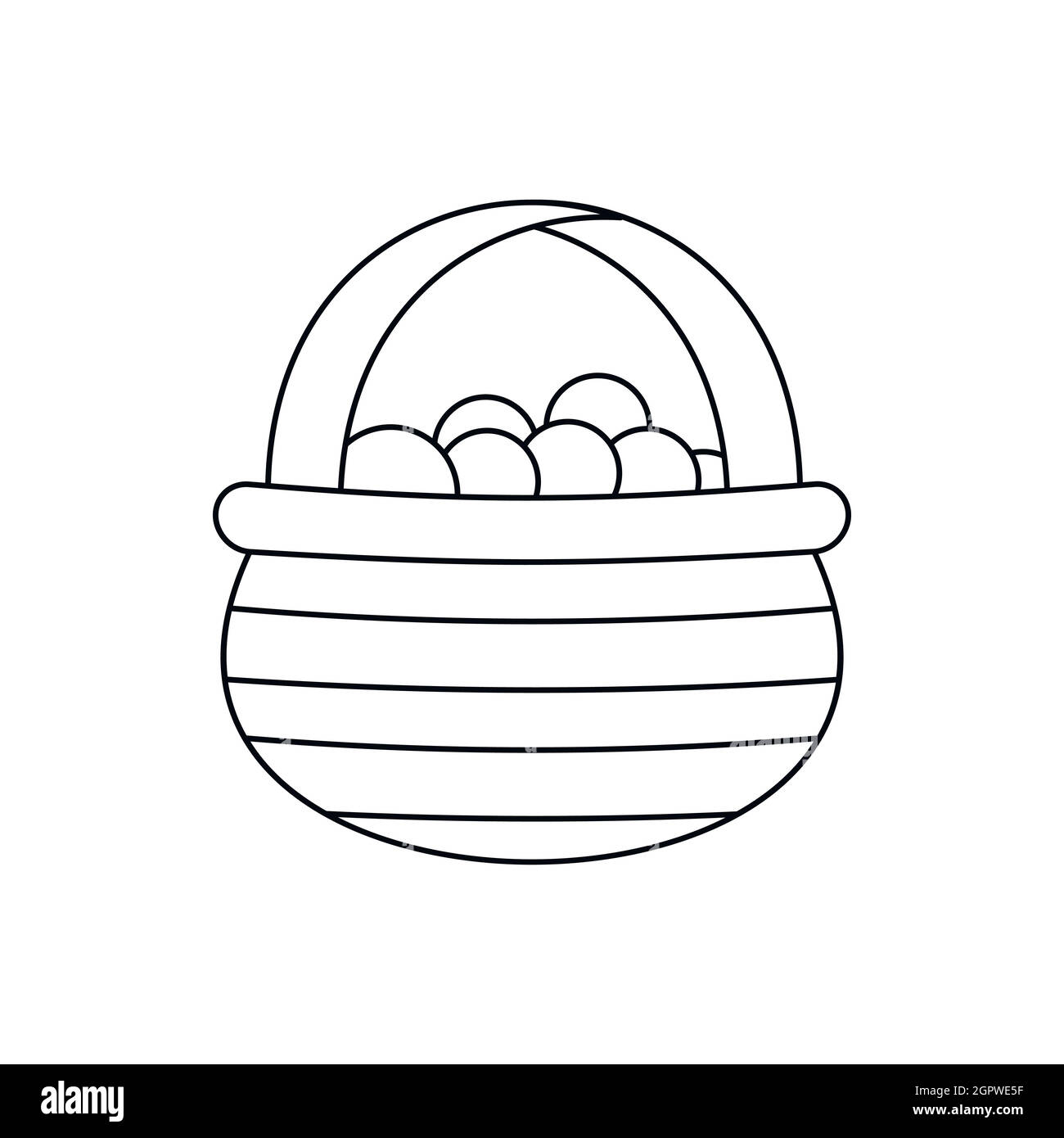 Basket with cranberries icon, outline style Stock Vector
