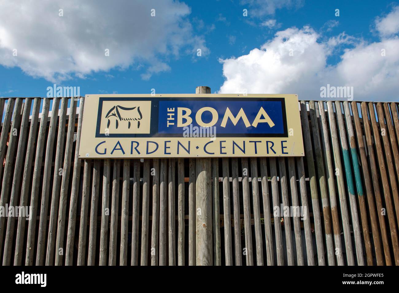 Sign outside The Boma Garden Centre an urban garden centre in Kentish Town Stock Photo