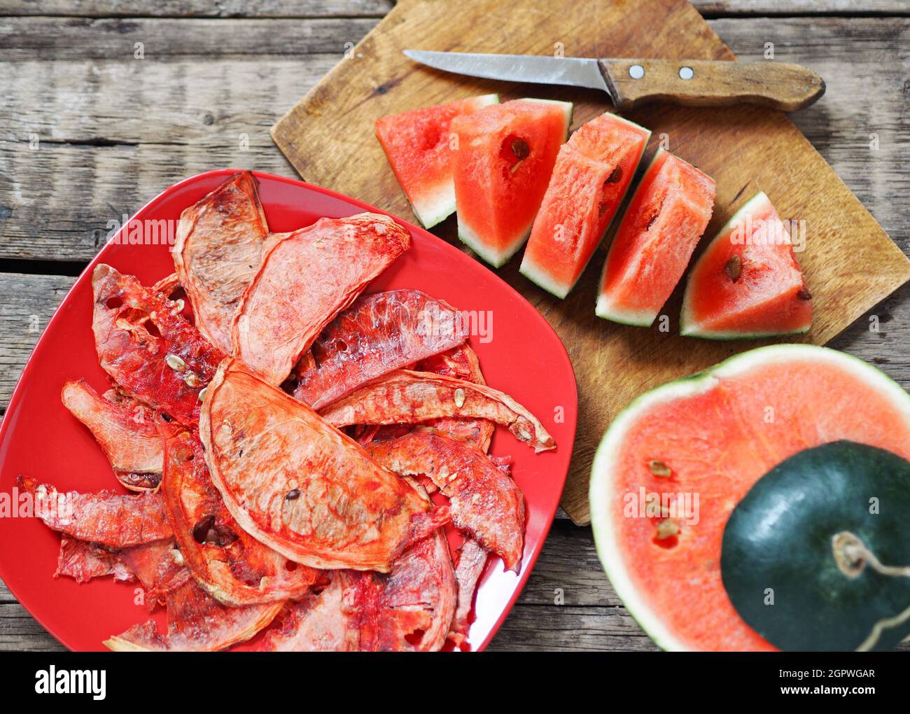 Sun Dried Watermelon From Top View Stock Photo Alamy