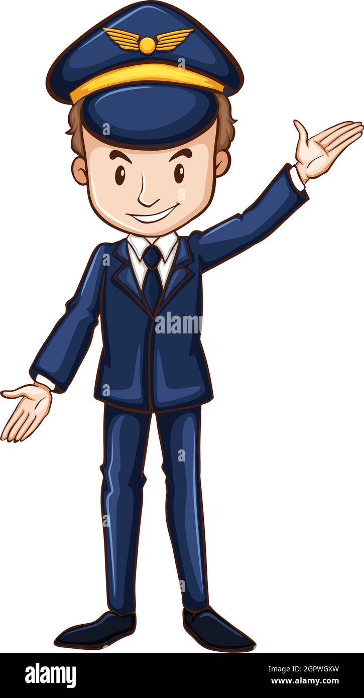 A simple sketch of a pilot Stock Vector