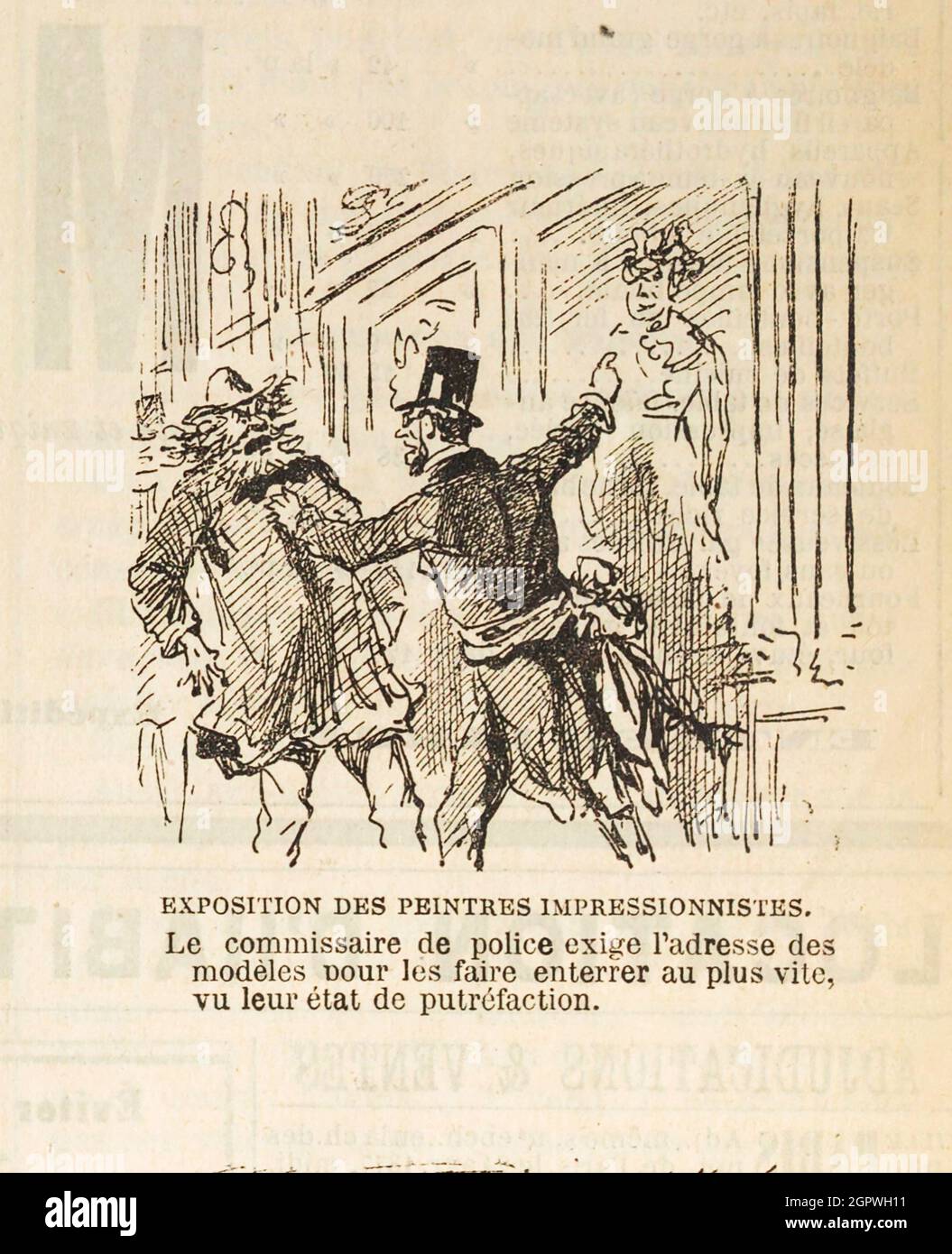 Le commissaire de police exige l'adresse des mod&#xe8;les pour les faire enterrer au plus vite , vu leur &#xe9;tat de putrefaction., 1877. Private Collection. Stock Photo