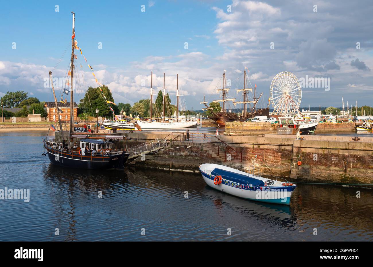 Honfleur, France August, 4, 2021 View at historical port of Honfleur