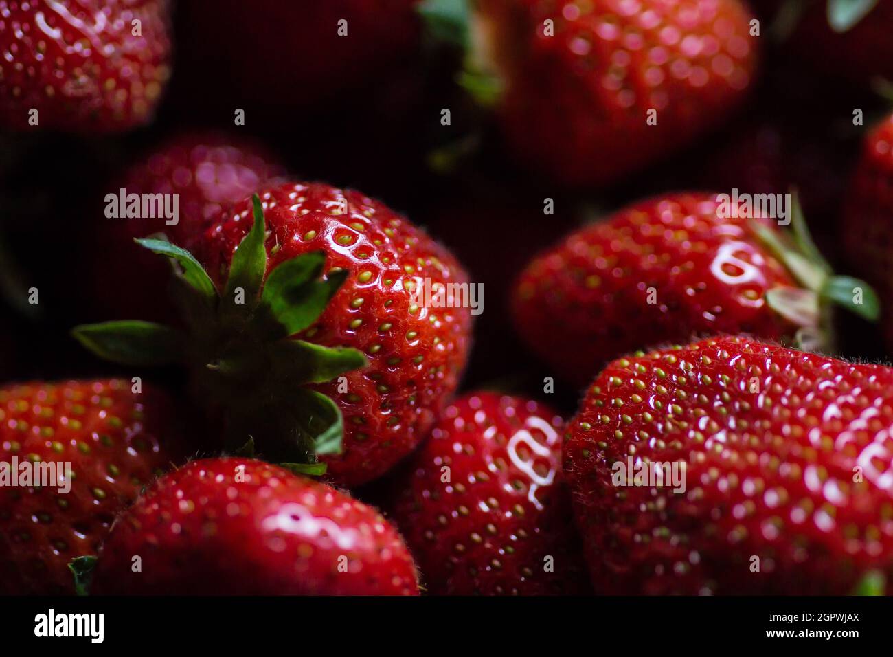 Close-up Full Frame Shot Of Strawberries Stock Photo