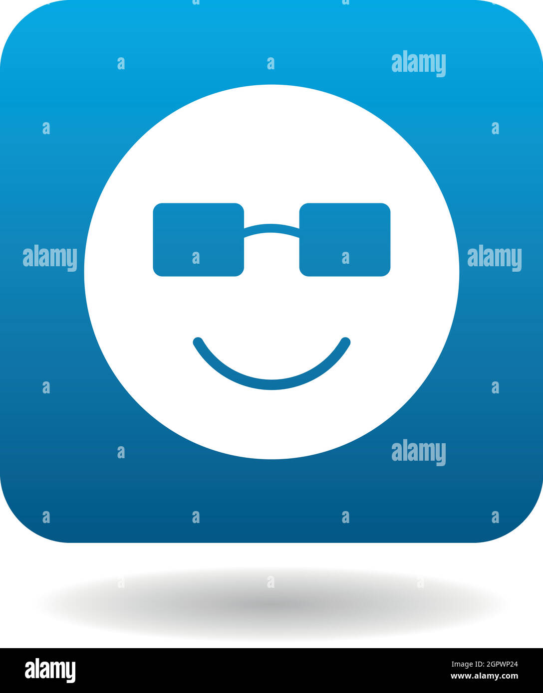 Smiling emoticon in sunglasses icon, simple style Stock Vector