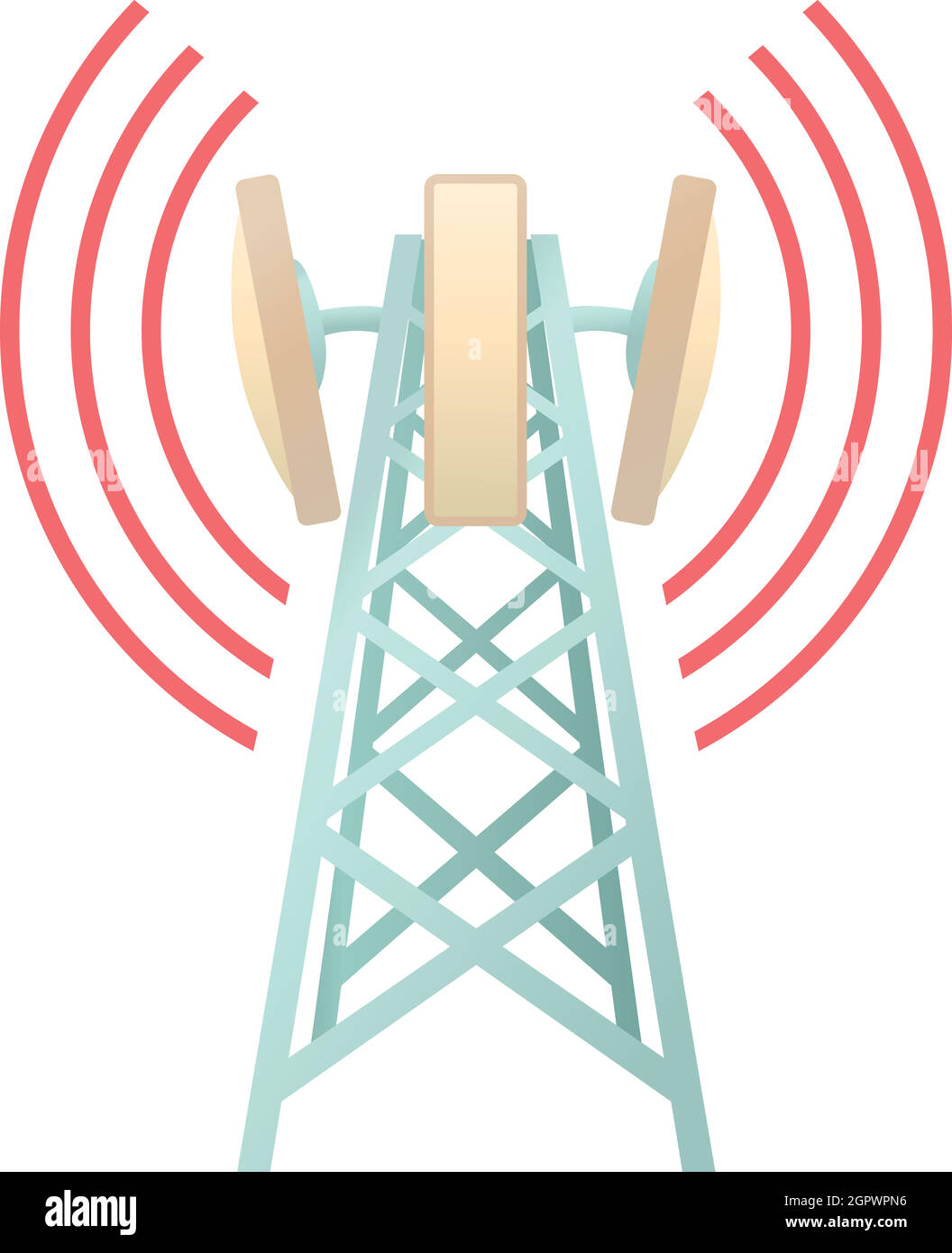 Tower with telecommunications equipment icon Stock Vector