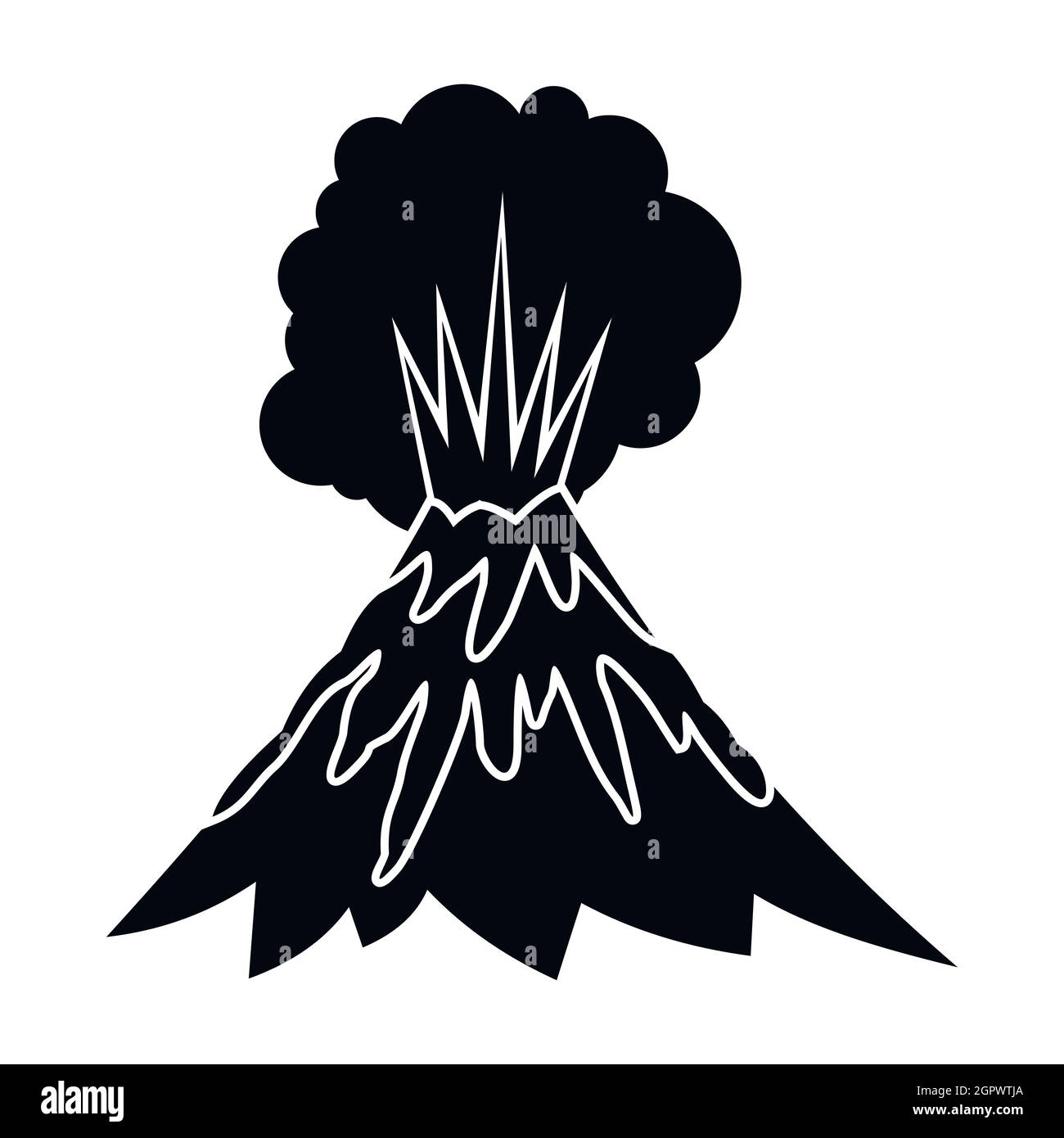 Volcano erupting icon, simple style Stock Vector