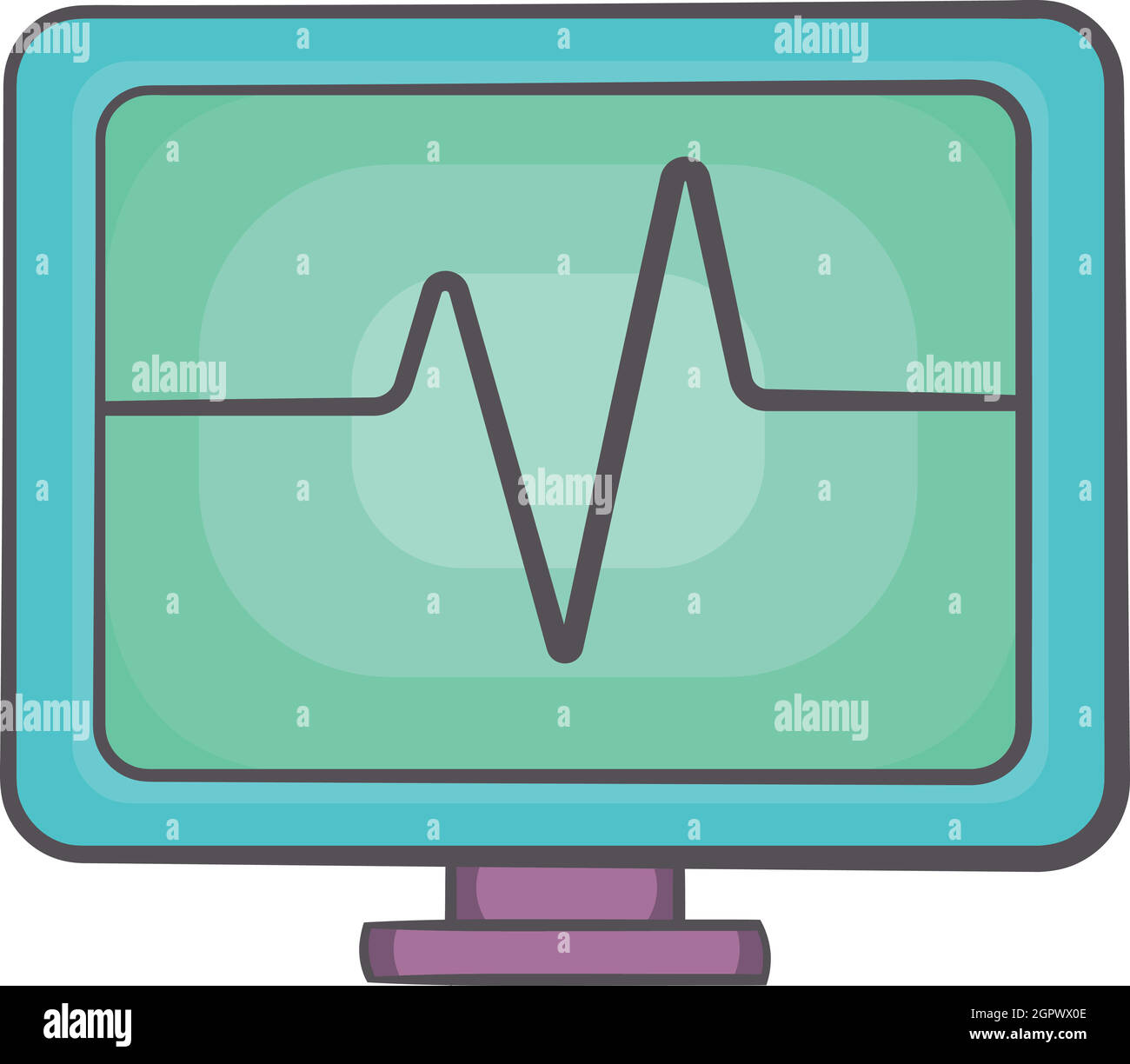 Electrocardiogram monitor icon in cartoon style Stock Vector