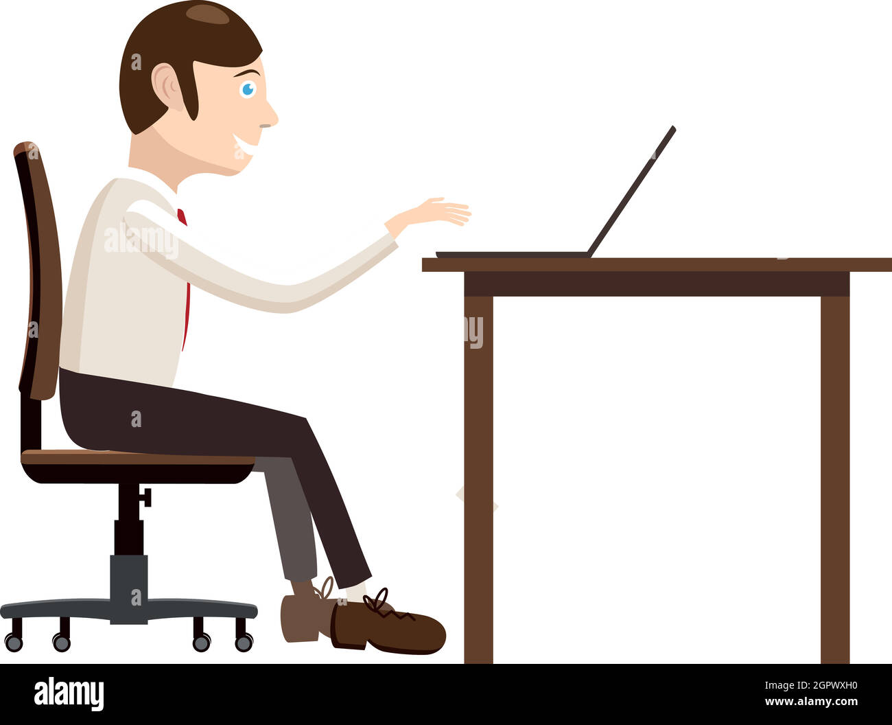 Businessman working on laptop icon, cartoon style Stock Vector