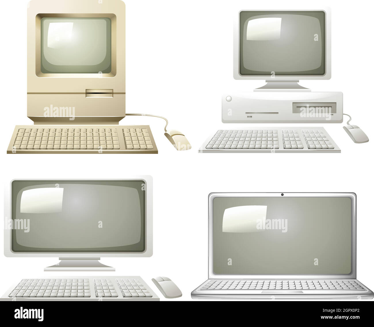 Different generation of personal computer Stock Vector
