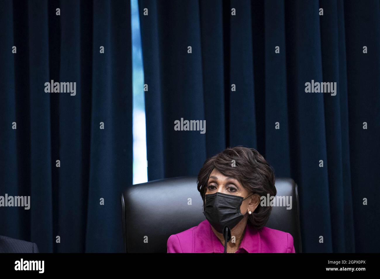 Washington, United States. 30th Sep, 2021. Representative Maxine Waters (D-CA), chairwoman of the House Financial Services Committee, leads a House Financial Services Committee hearing on oversight of the Treasury Department and Federal Reserve coronavirus pandemic response on Capitol Hill in Washington, DC on Thursday September 30, 2021. Photo by Sarah Silbiger/UPI Credit: UPI/Alamy Live News Stock Photo