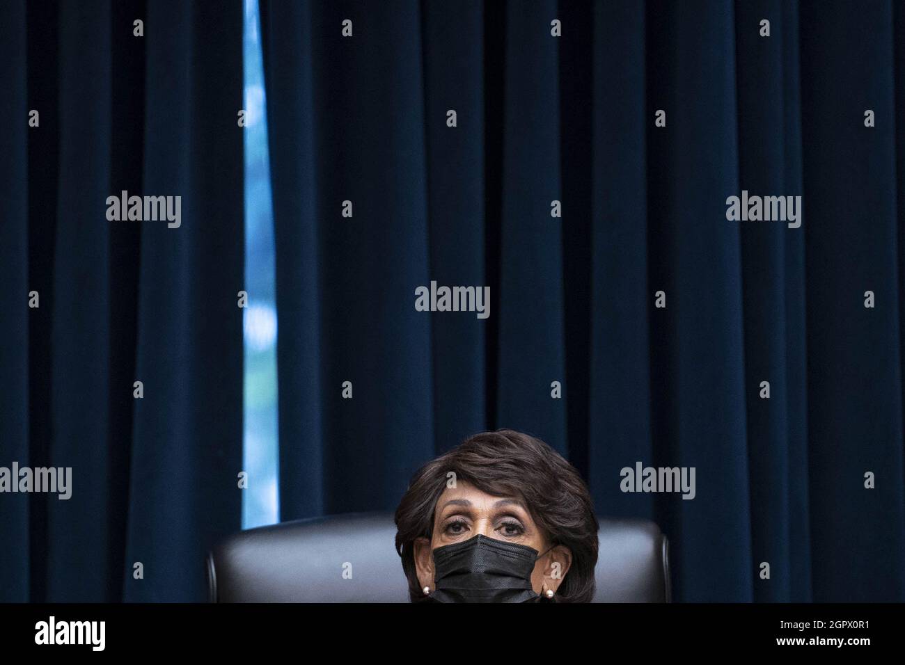 Washington, United States. 30th Sep, 2021. Representative Maxine Waters (D-CA), chairwoman of the House Financial Services Committee, leads a House Financial Services Committee hearing on oversight of the Treasury Department and Federal Reserve coronavirus pandemic response on Capitol Hill in Washington, DC on Thursday September 30, 2021. Photo by Sarah Silbiger/UPI Credit: UPI/Alamy Live News Stock Photo