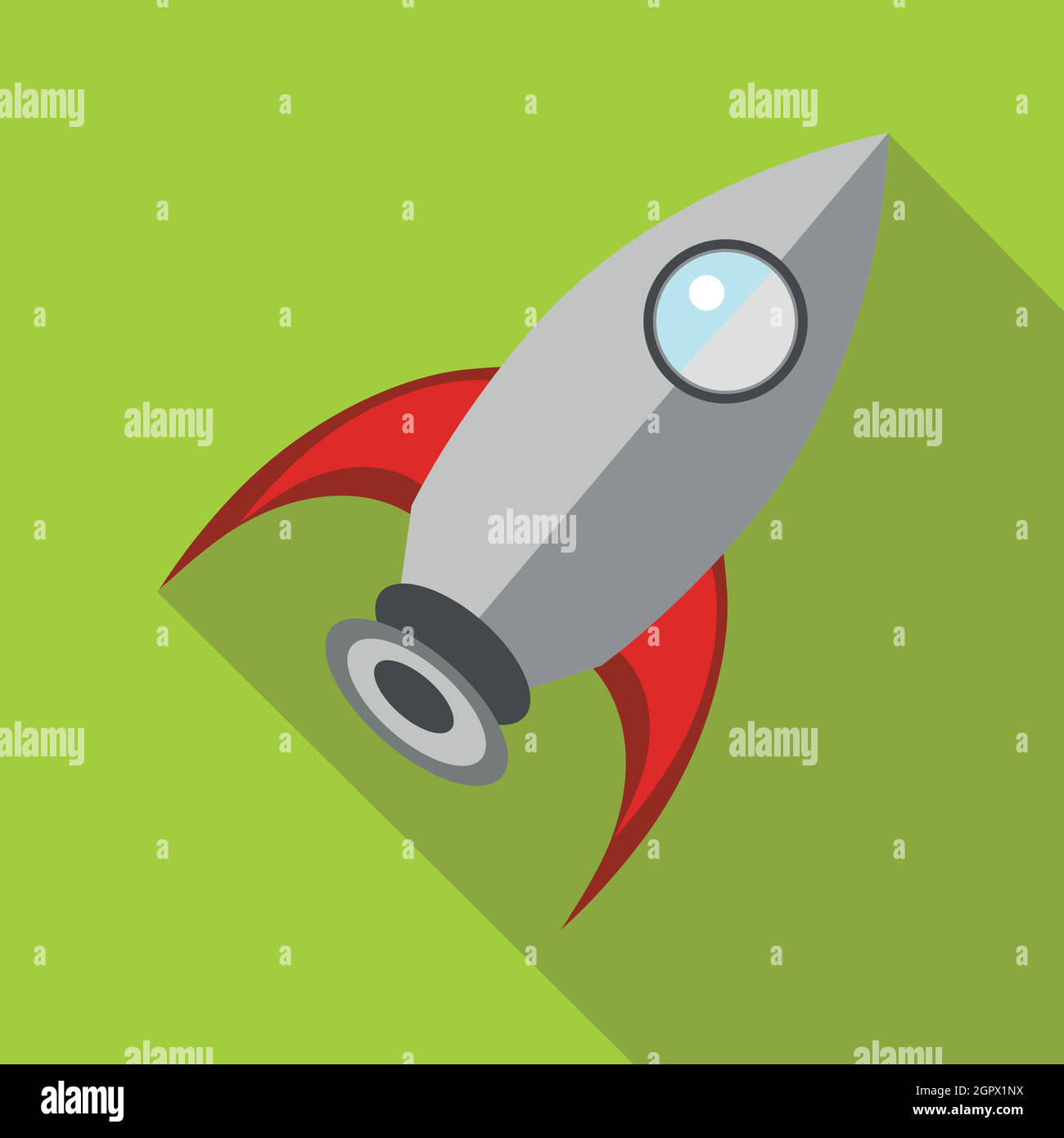 Retro rocket icon in flat style Stock Vector