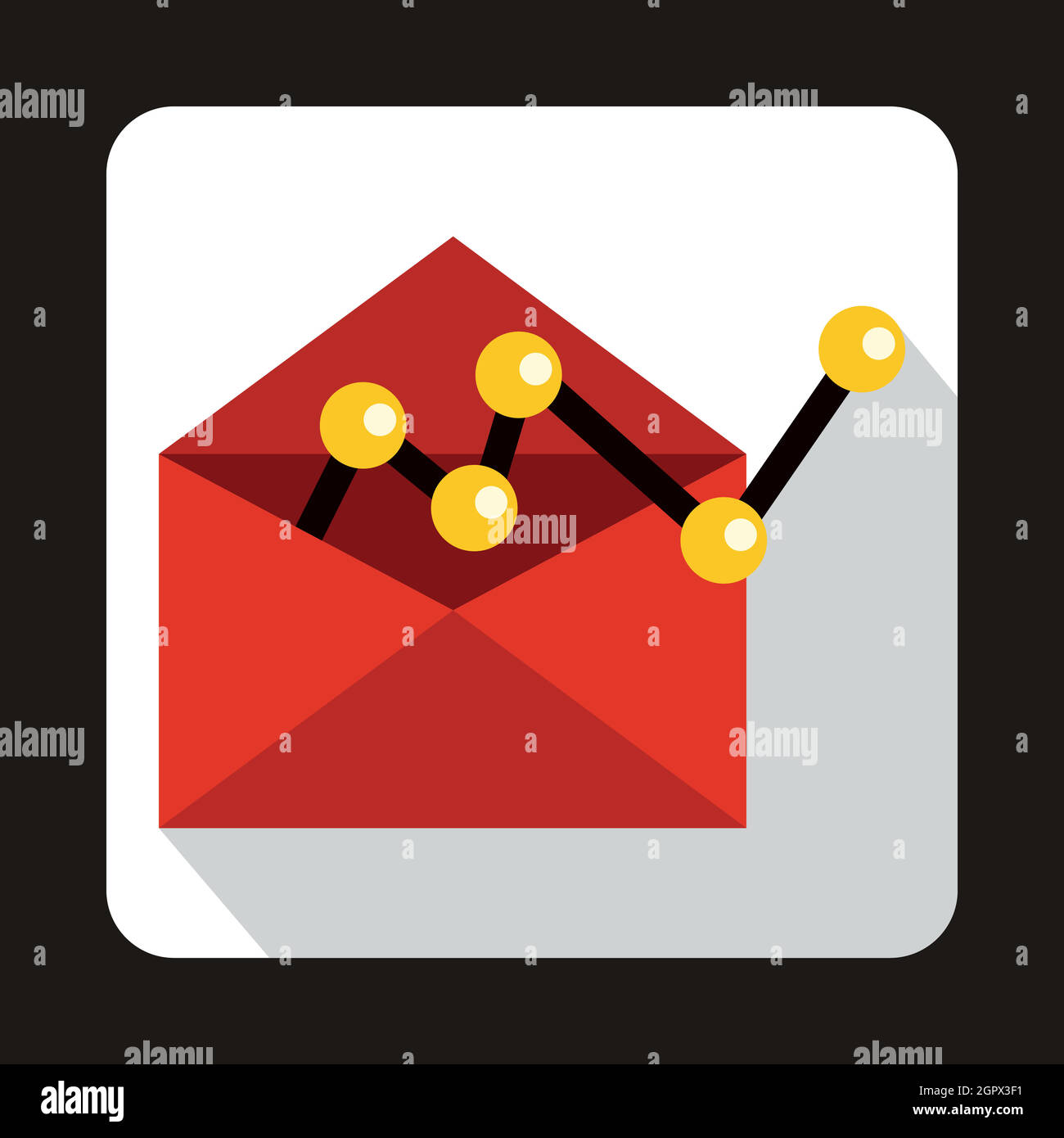 Red envellope with graph icon in flat style Stock Vector Image & Art ...