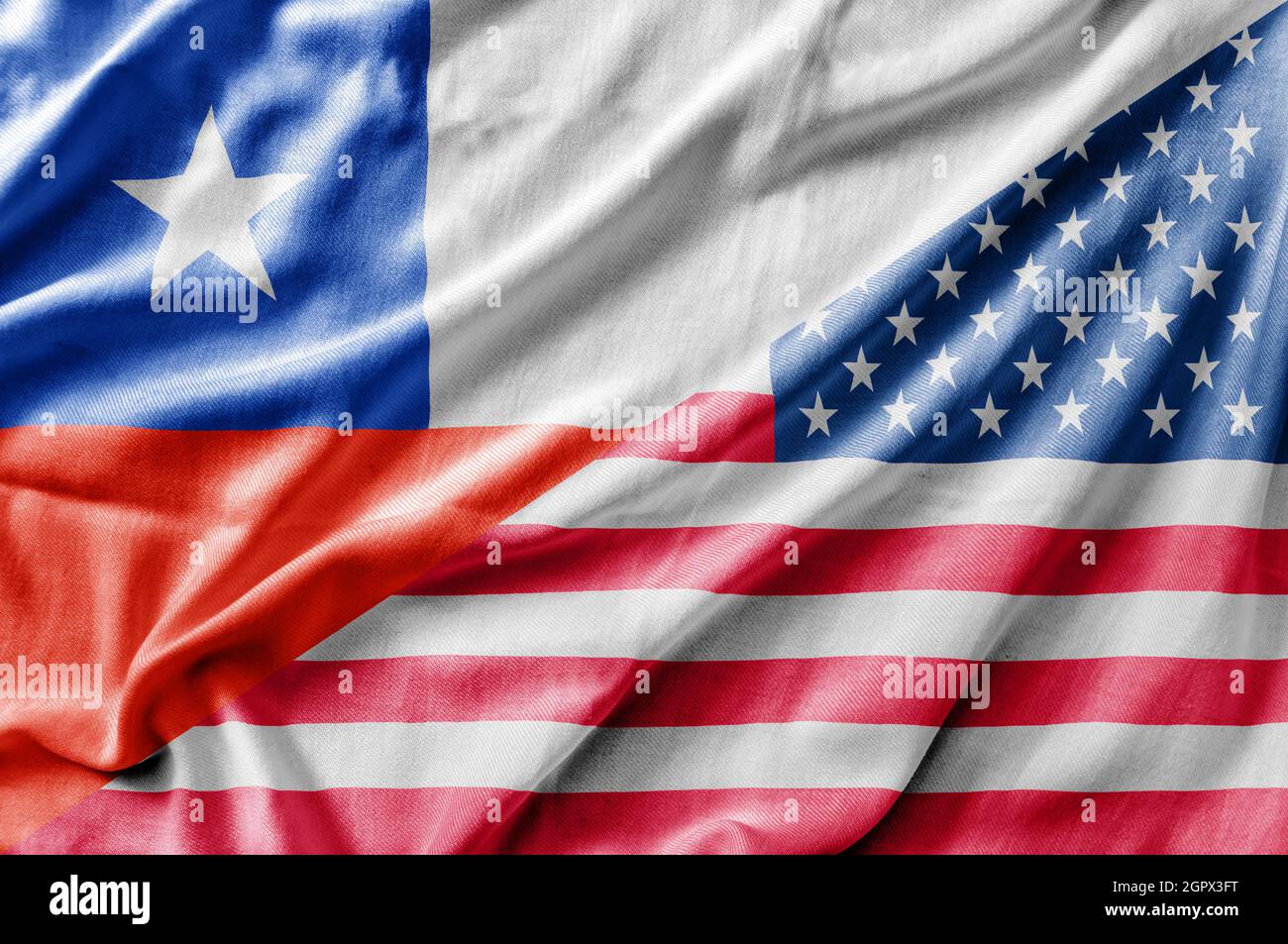 Mixed USA and Chile flag, three dimensional render Stock Photo Alamy